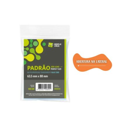 Sleeve Padrão Perfect Size: Side-Load (63,5 mm x 88 mm) - Meeple Virus Blue Core
